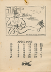 712911 Blad APRIL 1945 van de ‘Mosquito-Kalender 1945’, uitgegeven door de illegale uitgeverij ‘Het Stichtse Pepertje’ ...